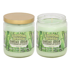 Smoke Odor Exterminator Bamboo Breeze 13 oz jar candle in a 2-pack for a fresh, airy room vibe.