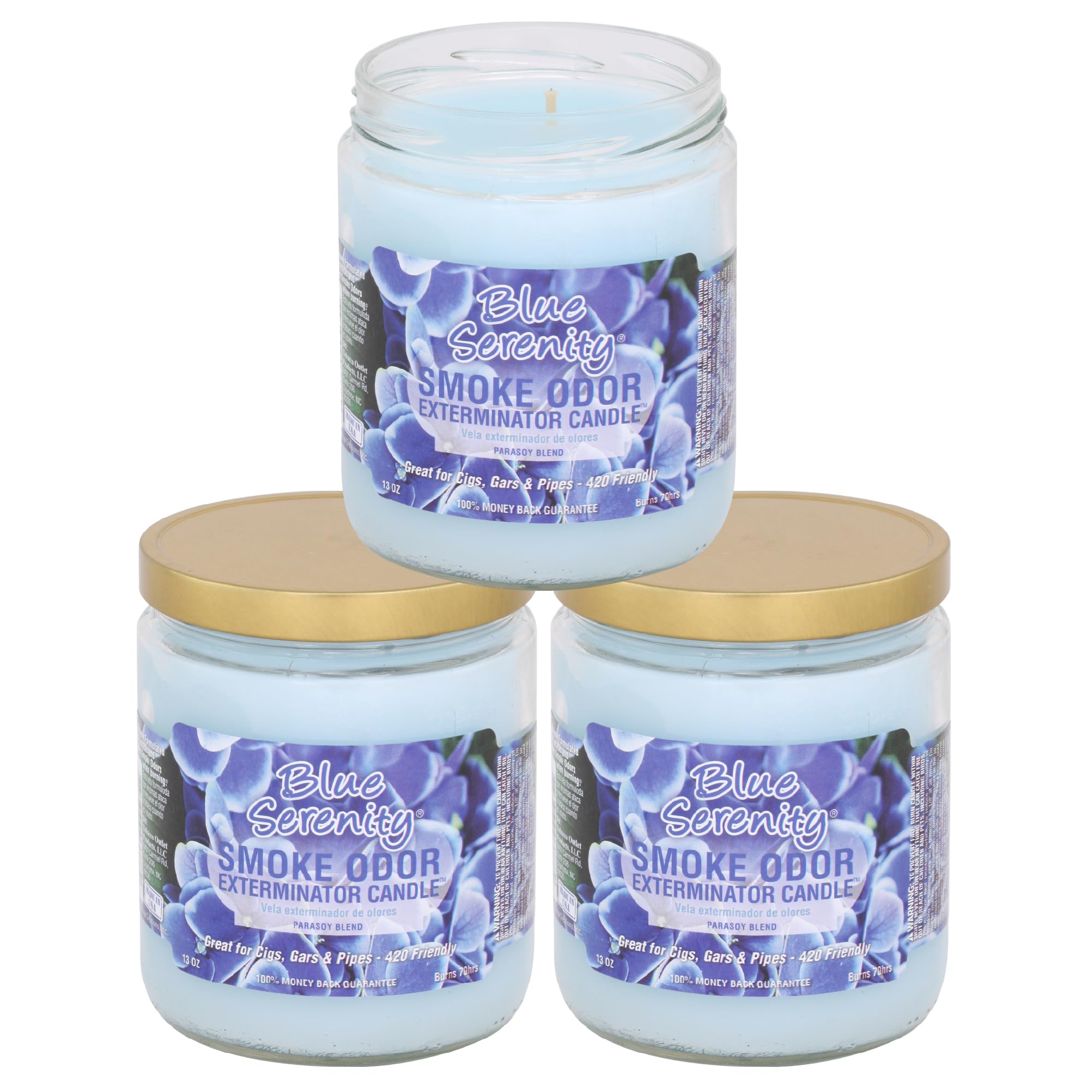 Smoke Odor Exterminator Blue Serenity 13oz jar candle for refreshing indoor air and soothing ambiance