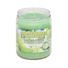 Smoke Odor Exterminator Candle in Cool Cucumber & Honeydew jar, ideal for refreshing living spaces after cooking