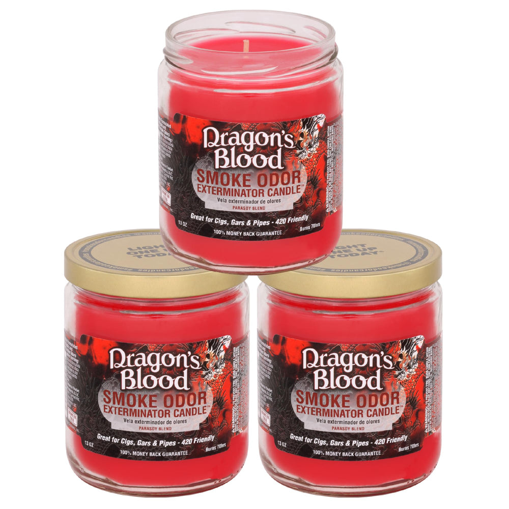 Smoke Odor Exterminator Dragons Blood jar candle 3-pack offering long burn and odor control