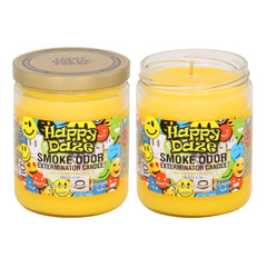 Smoke Odor Exterminator Happy Daze 13oz jar candle two-pack for refreshing rooms.