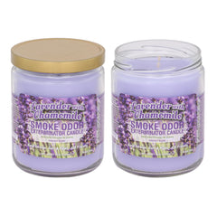 Smoke Odor Exterminator Lavender Chamomile jar candle enhances ambiance and neutralizes odors.