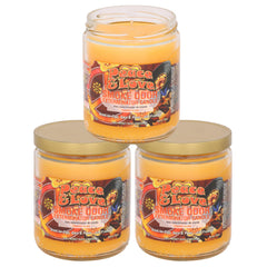 Smoke Odor Exterminator Peace & Love 3-pack jar candles for odor control and mood.