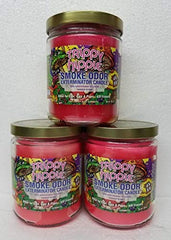 Smoke Odor Exterminator Trippy Hippie jar candle close-up showing wax texture for subtle aroma release.