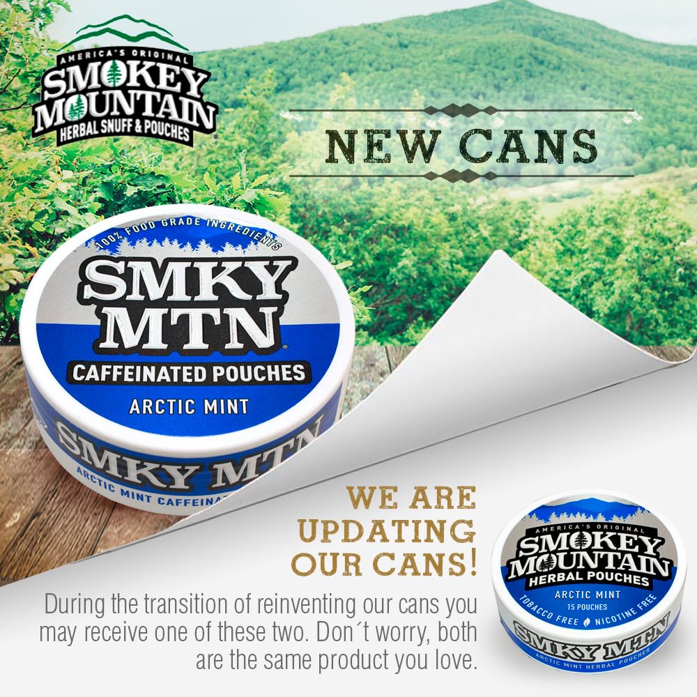 Smokey Mountain Arctic Mint can front, convenient packaging for on-the-go use.
