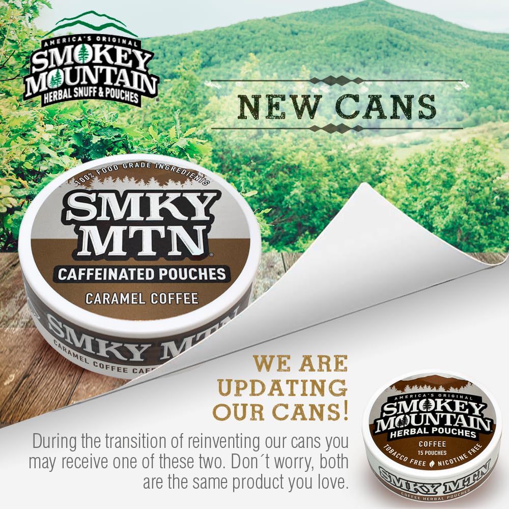 Smokey Mountain Caramel Coffee pouch opened for on-the-go caffeine