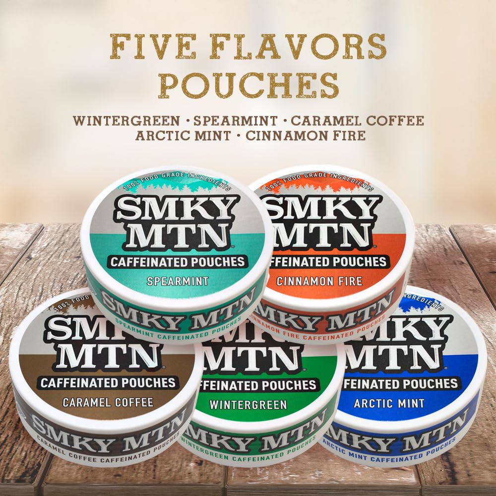 Smokey Mountain tobacco-free pouches provide a caffeine boost without nicotine