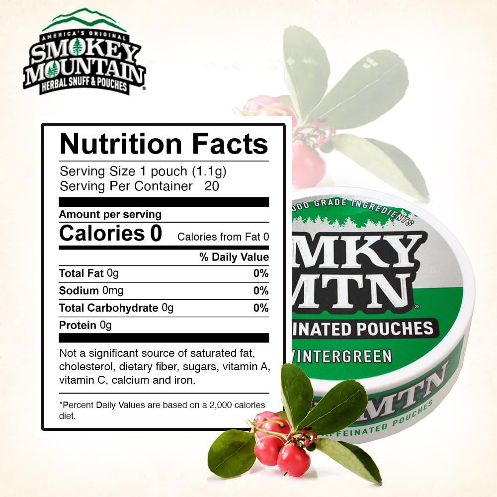Smokey Mountain label highlights tobacco-free, nicotine-free formula.