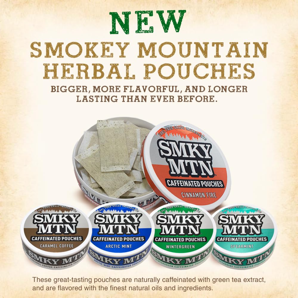 Caffeinated Smokey Mountain pouches in use for energy.