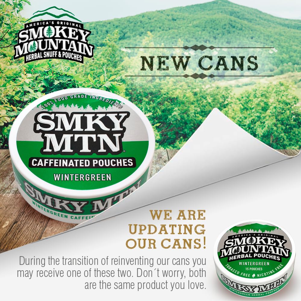 Closeup of Smokey Mountain Wintergreen caffeinated pouch texture.