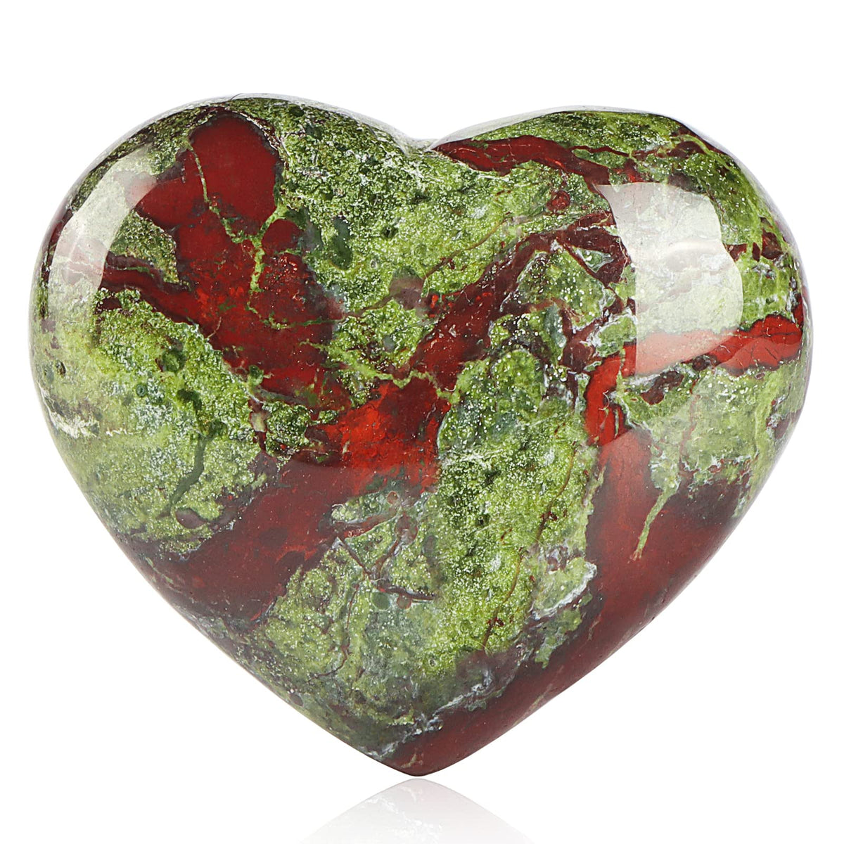 SMQ Dragon Blood Stone Heart Worry Stone front view for calming energy