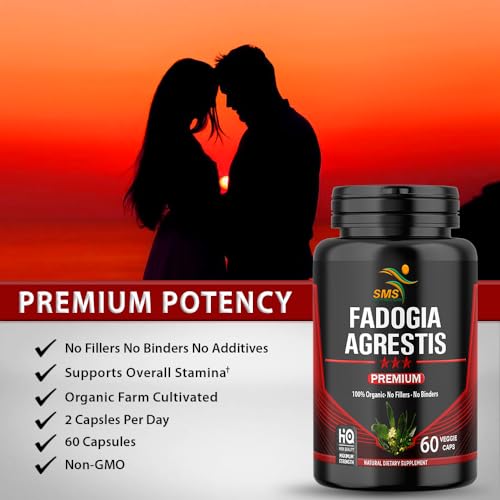 SMSHEALTHPRODUCTS Fadogia Agrestis pills close-up showing easy-to-swallow capsules.