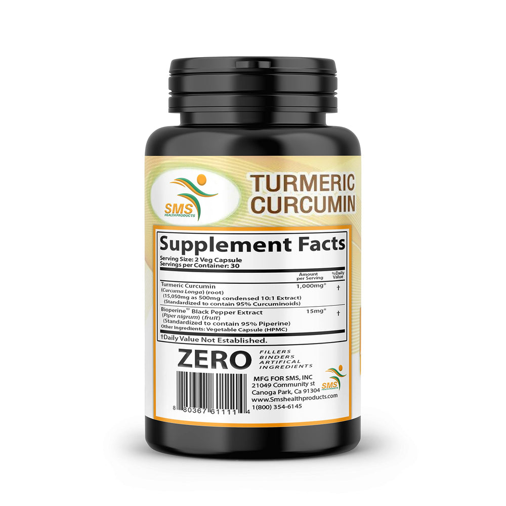 SMSHEALTHPRODUCTS packaging showcases high-absorption turmeric formula.