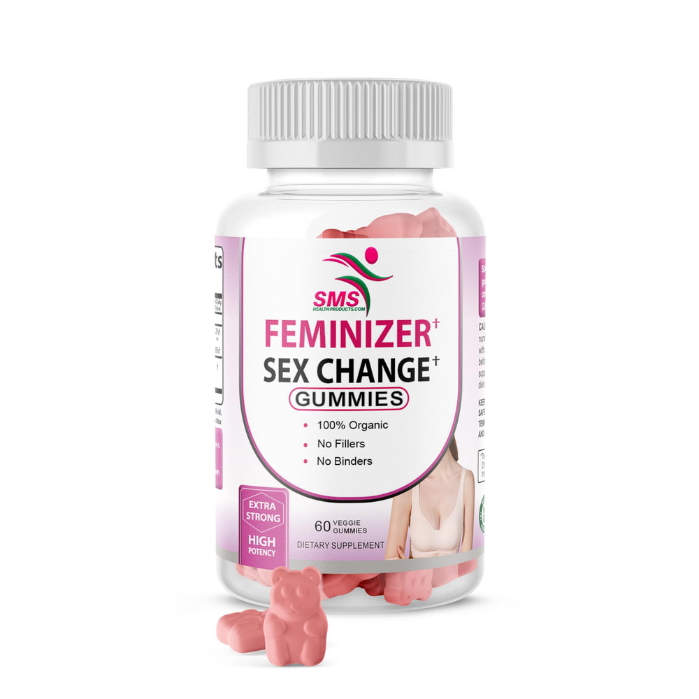 SMS Health Feminizer bottle front with vegan gummies for daily wellness.