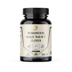 SMSHealthProducts Wormwood Black Walnut Clove bottle front view shows herbal blend for daily digestive support