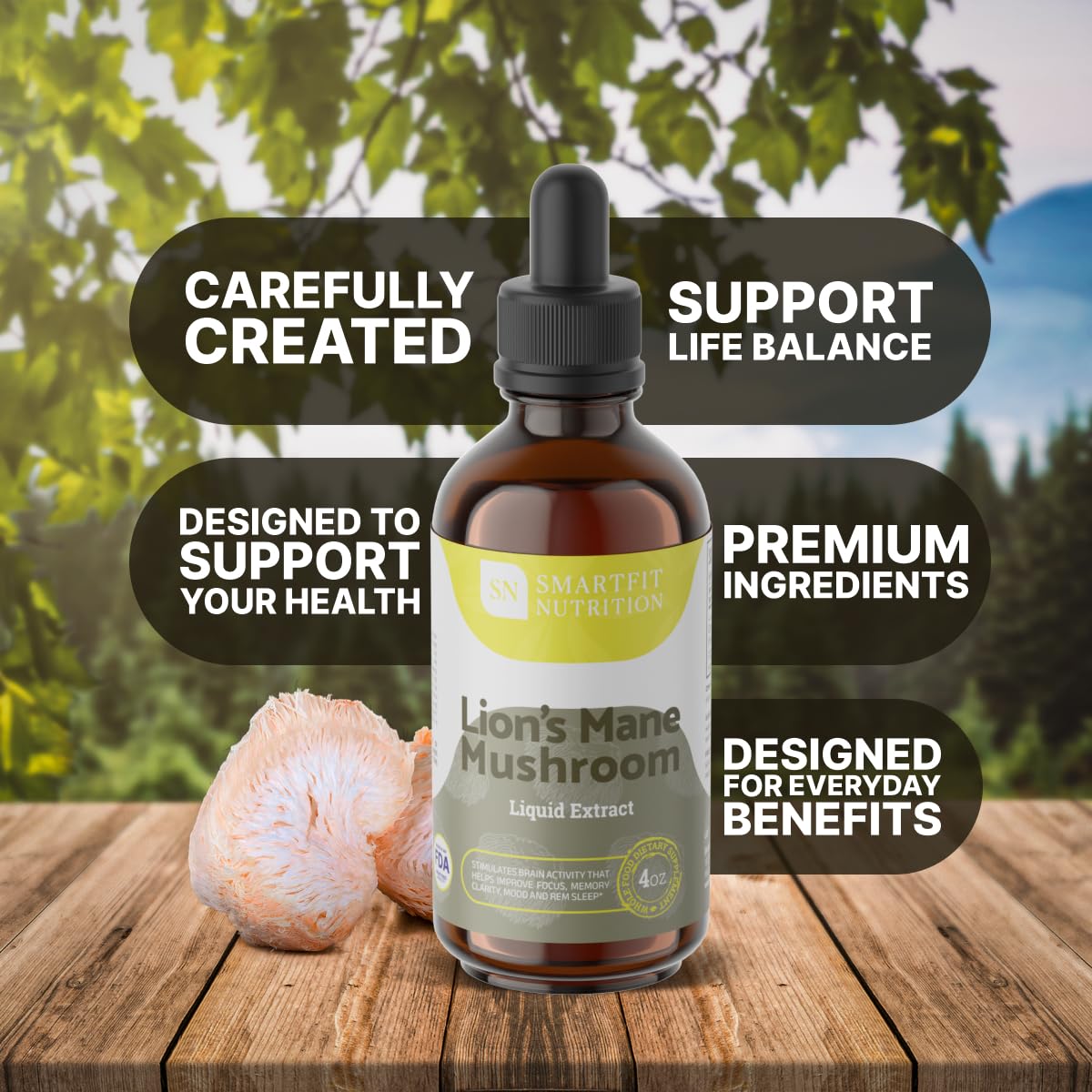 SN SmartFit Lions Mane Extract drops ready for daily use