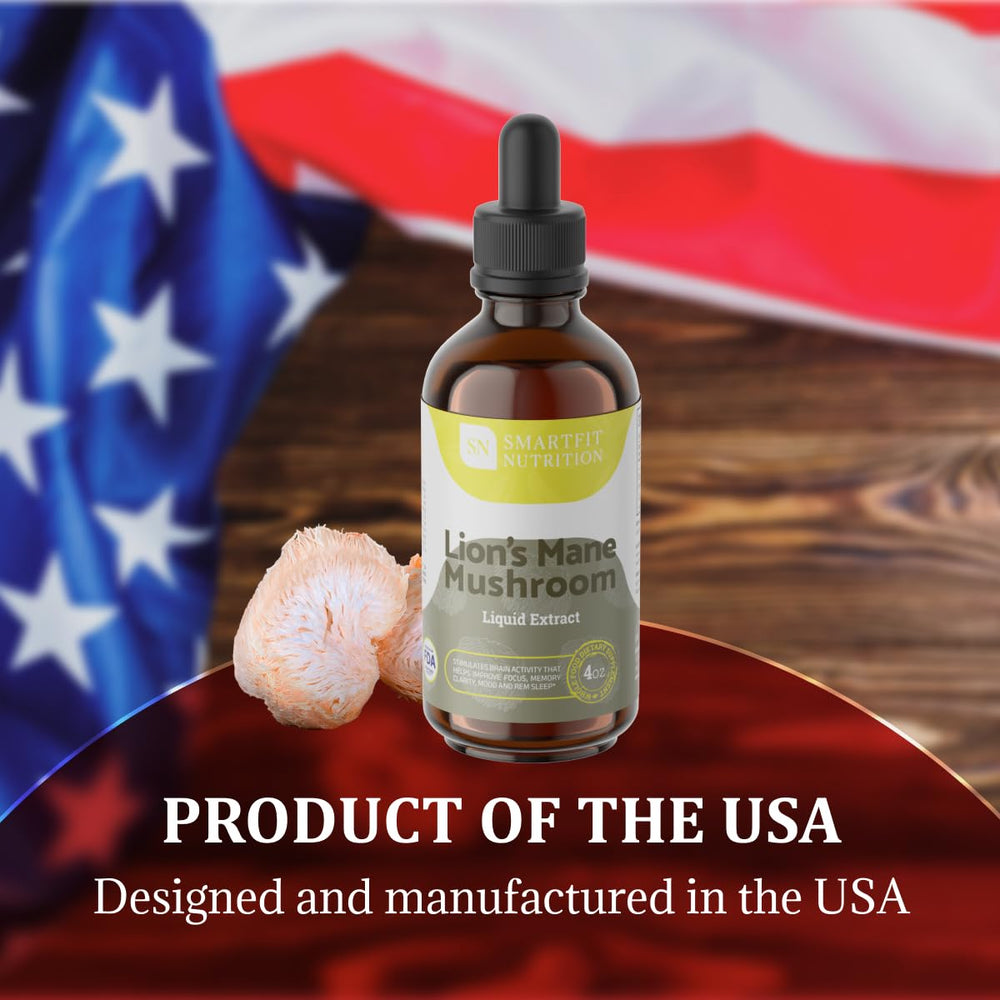 SN SmartFit Lions Mane Extract glass with drops demonstrates easy dosing