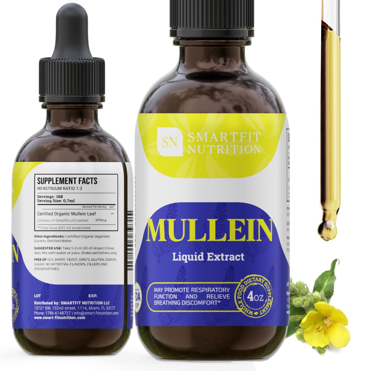 SN SMARTFIT NUTRITION Mullein Drops bottle front highlighting convenient daily use