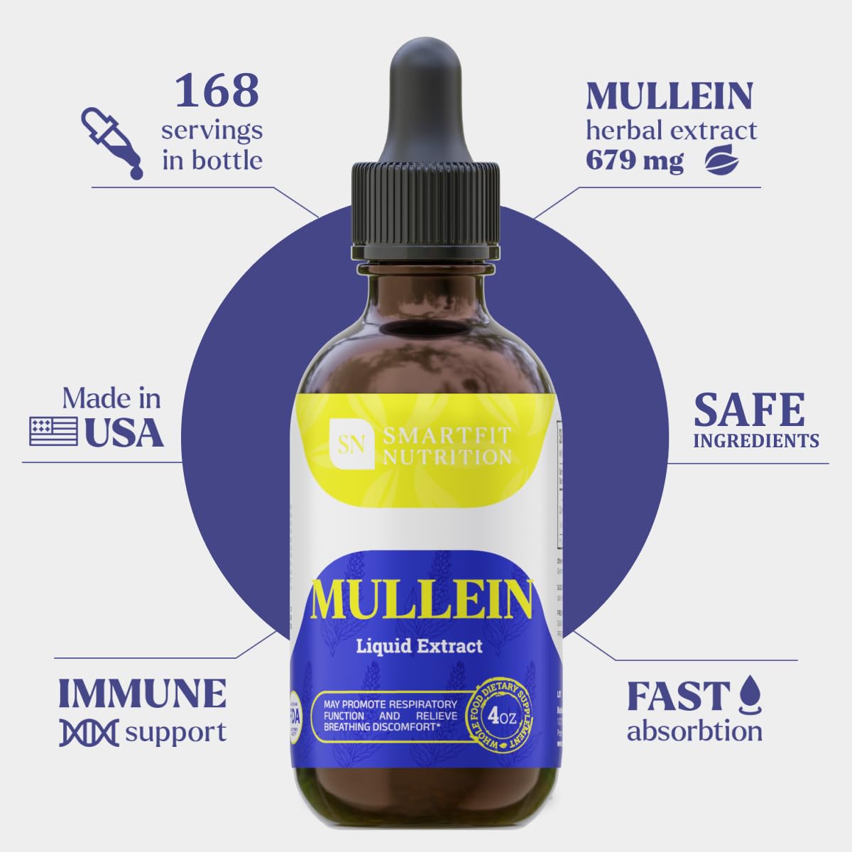 SN SMARTFIT NUTRITION Mullein Drops bottle pour for easy mixing with drinks