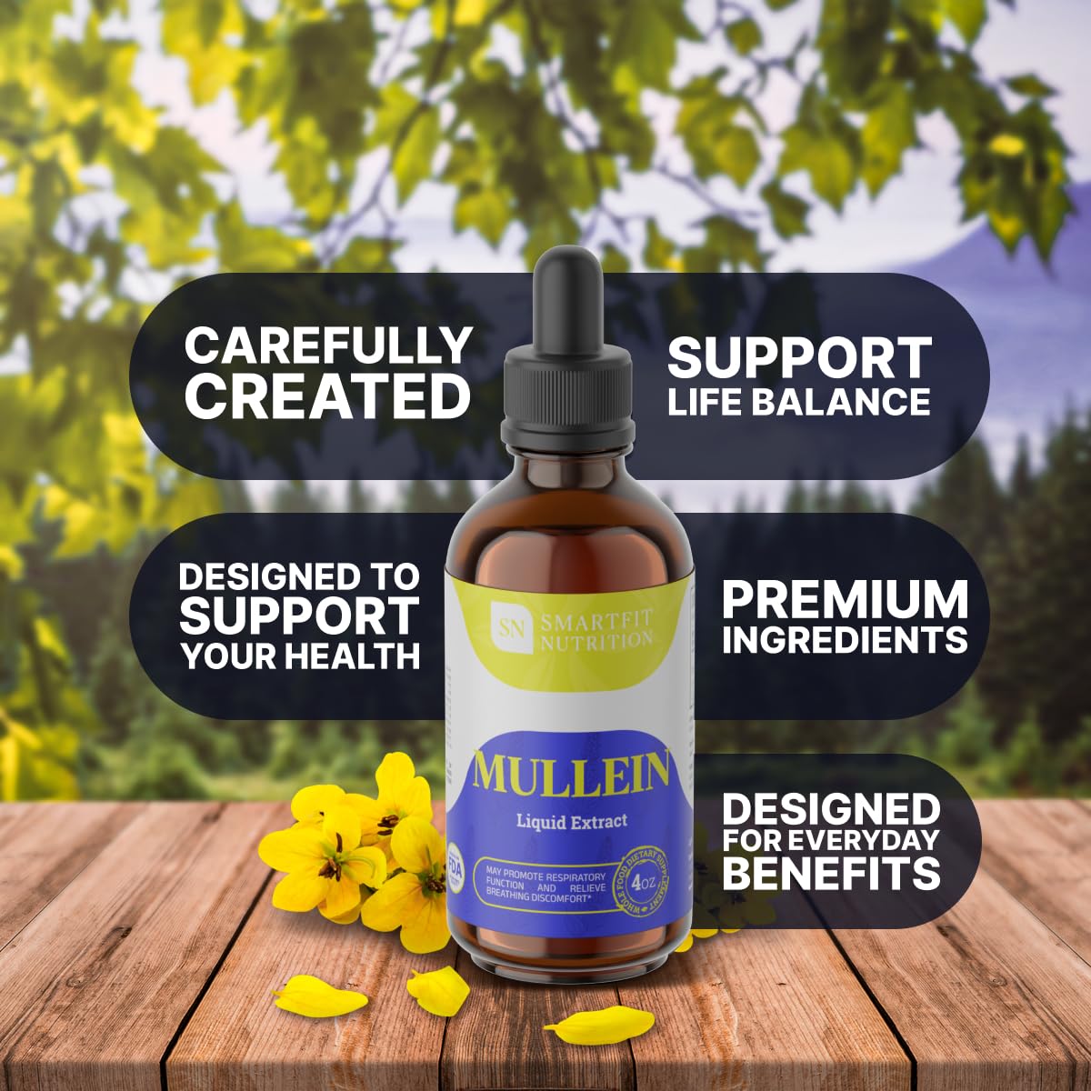 SN SMARTFIT NUTRITION Mullein Drops usage drops demonstrating accurate dosing