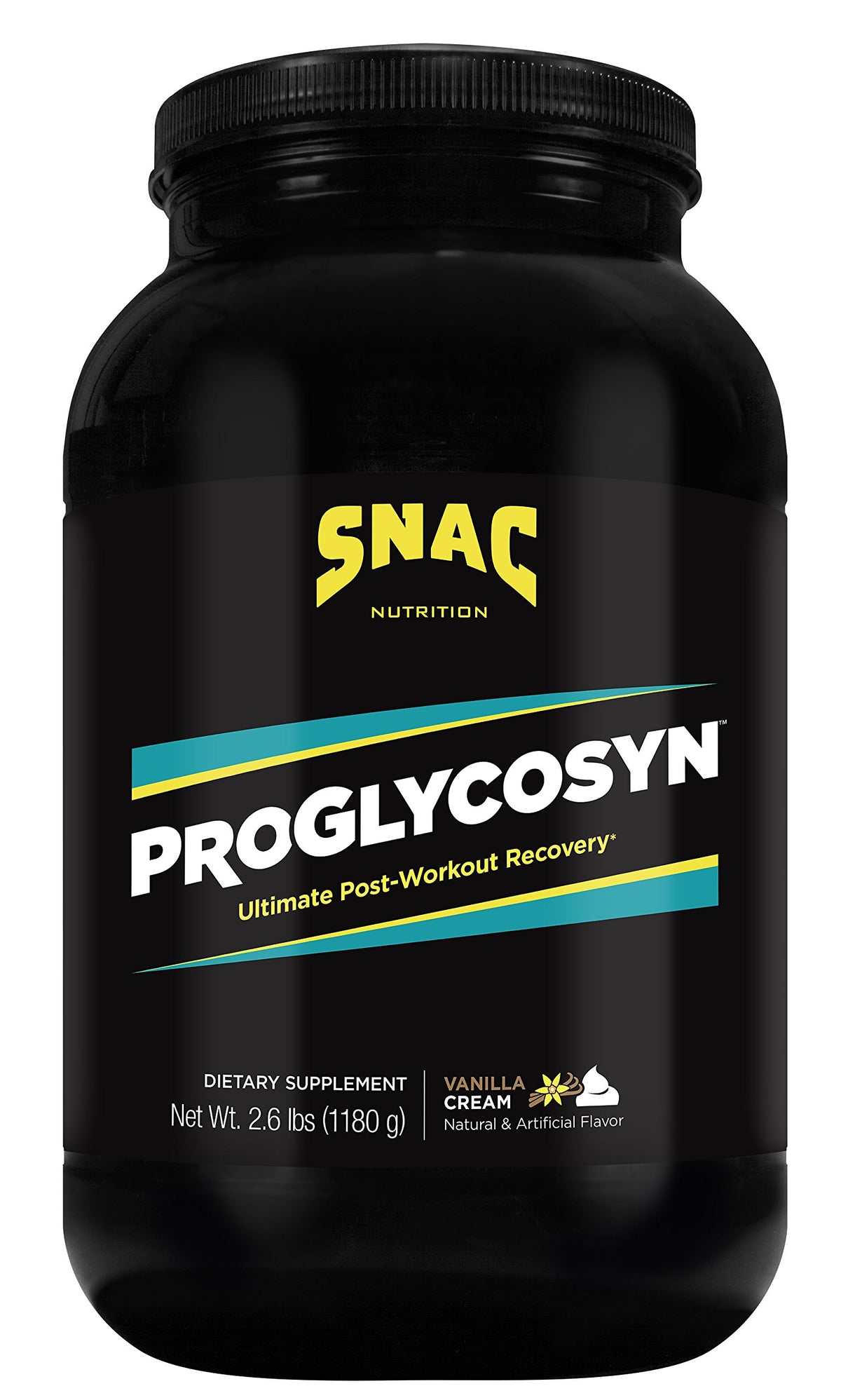SNAC System Proglycosyn Vanilla Cream bottle for post-workout recovery and glycogen support.