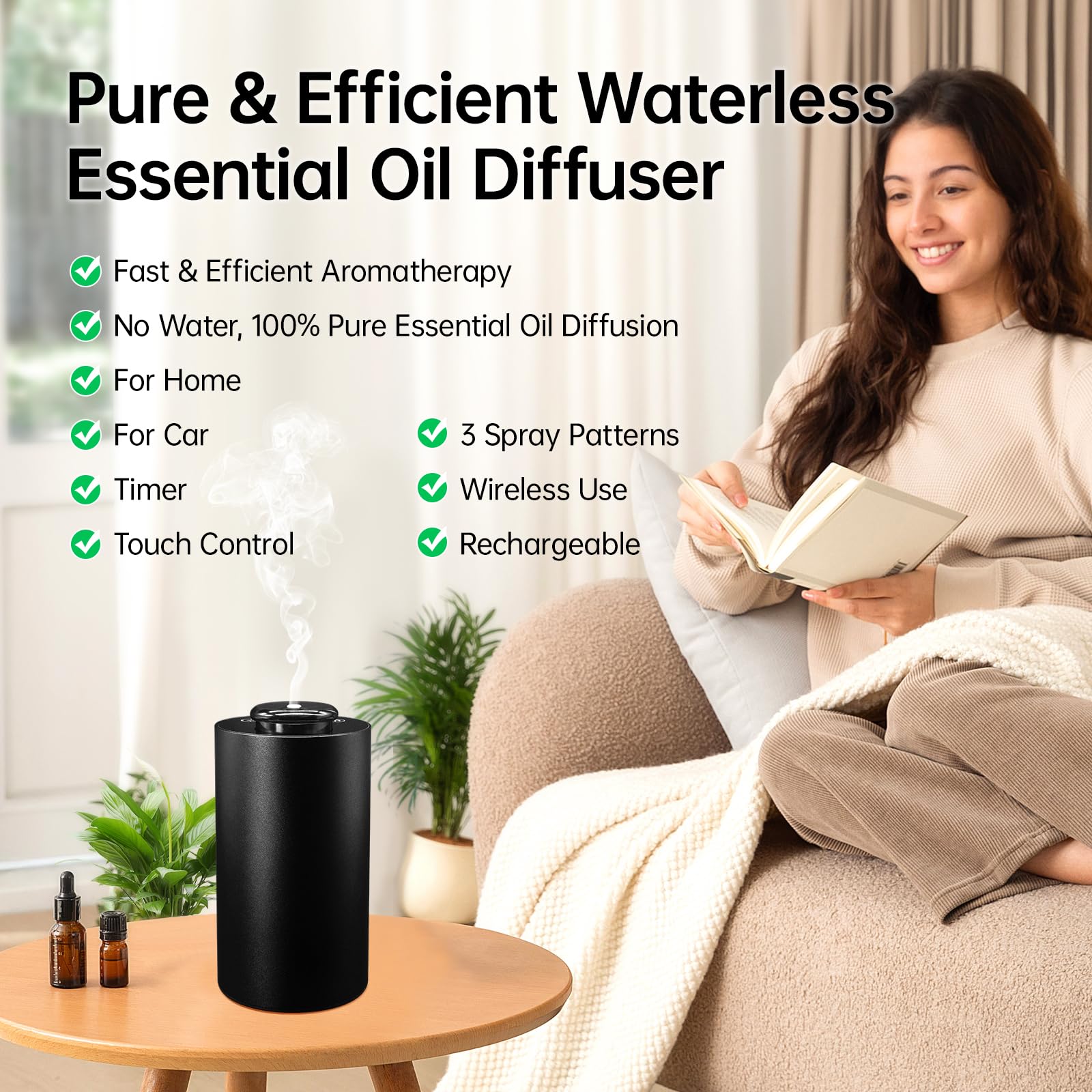 SNAHWGI compact diffuser with matte aluminium finish enhances any room