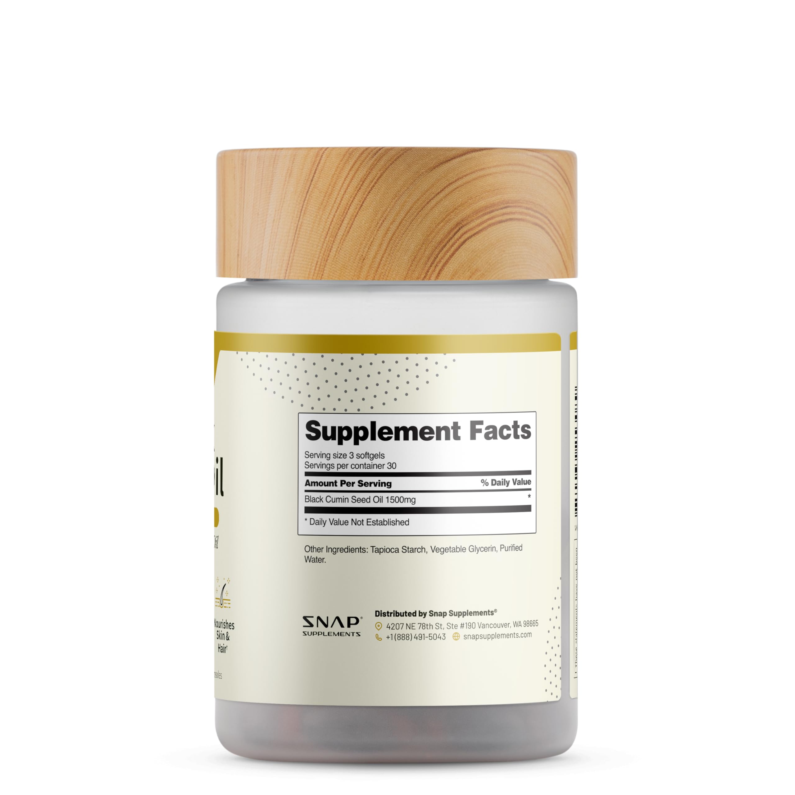 Packaging shot of Snap Supplements 90 softgels in the bottle