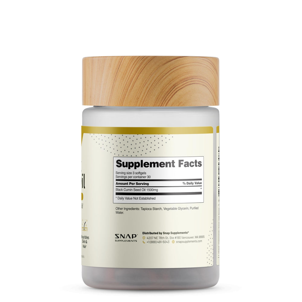 Packaging shot of Snap Supplements 90 softgels in the bottle