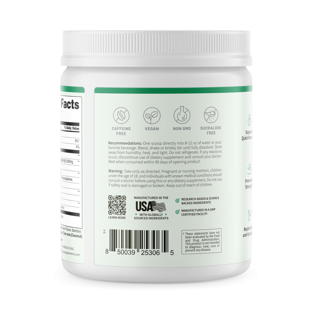 Snap Supplements BCAA powder gym bag-ready container suggests on-the-go support.
