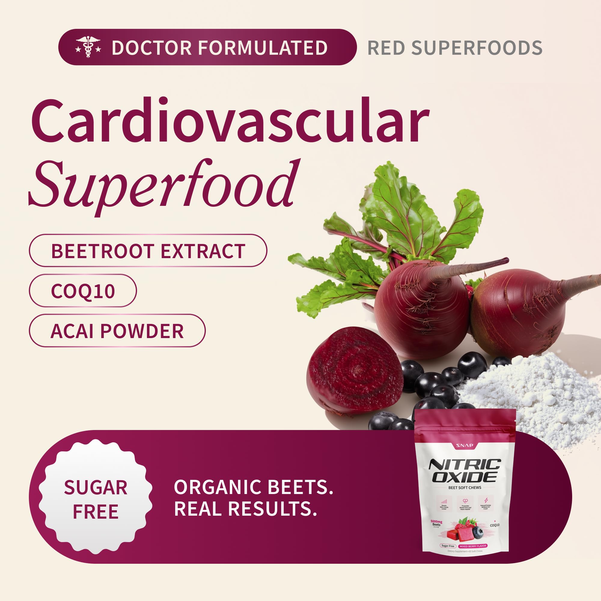 Snap Supplements Beet Root extract 4to1 ingredient highlights nitrates for circulatory support