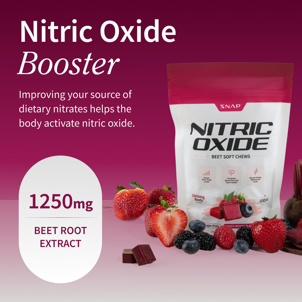 Snap Supplements Beet Root soft chews in mixed berry pack for daily energy support