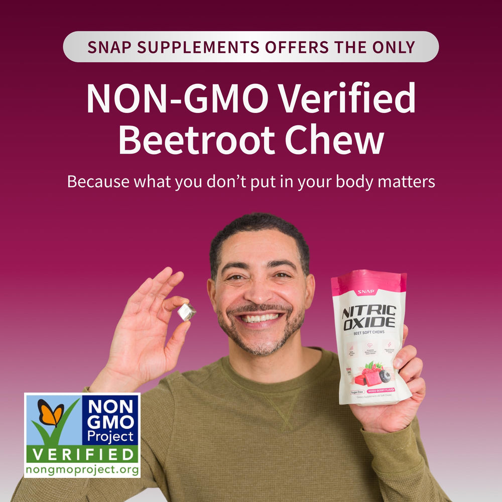 Snap Supplements Beet Root soft chews on-the-go packaging for convenience