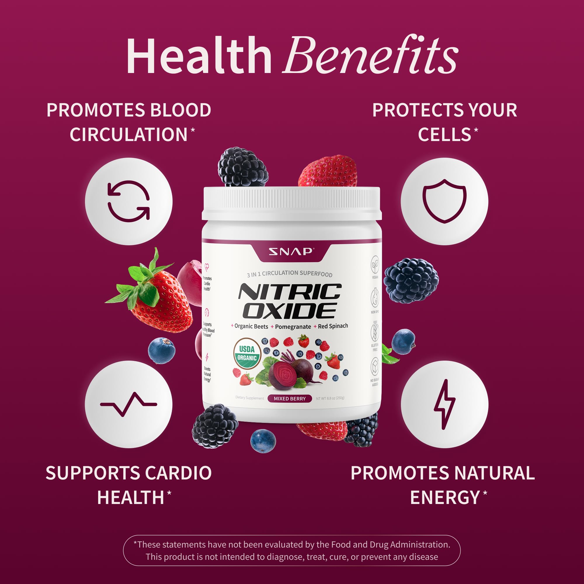 Snap Supplements beetroot powder dissolving in water for a quick drink.