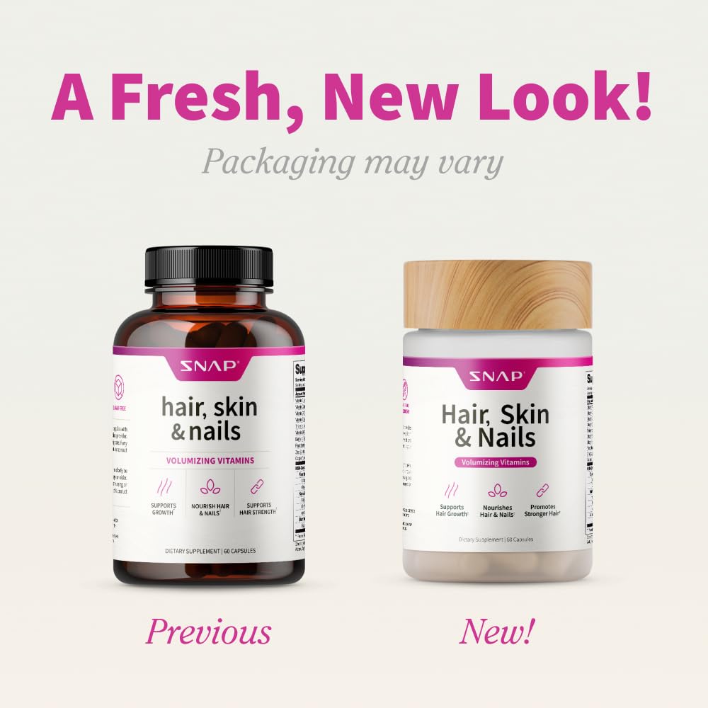 Snap Supplements biotin capsules closeup supporting hair and nails