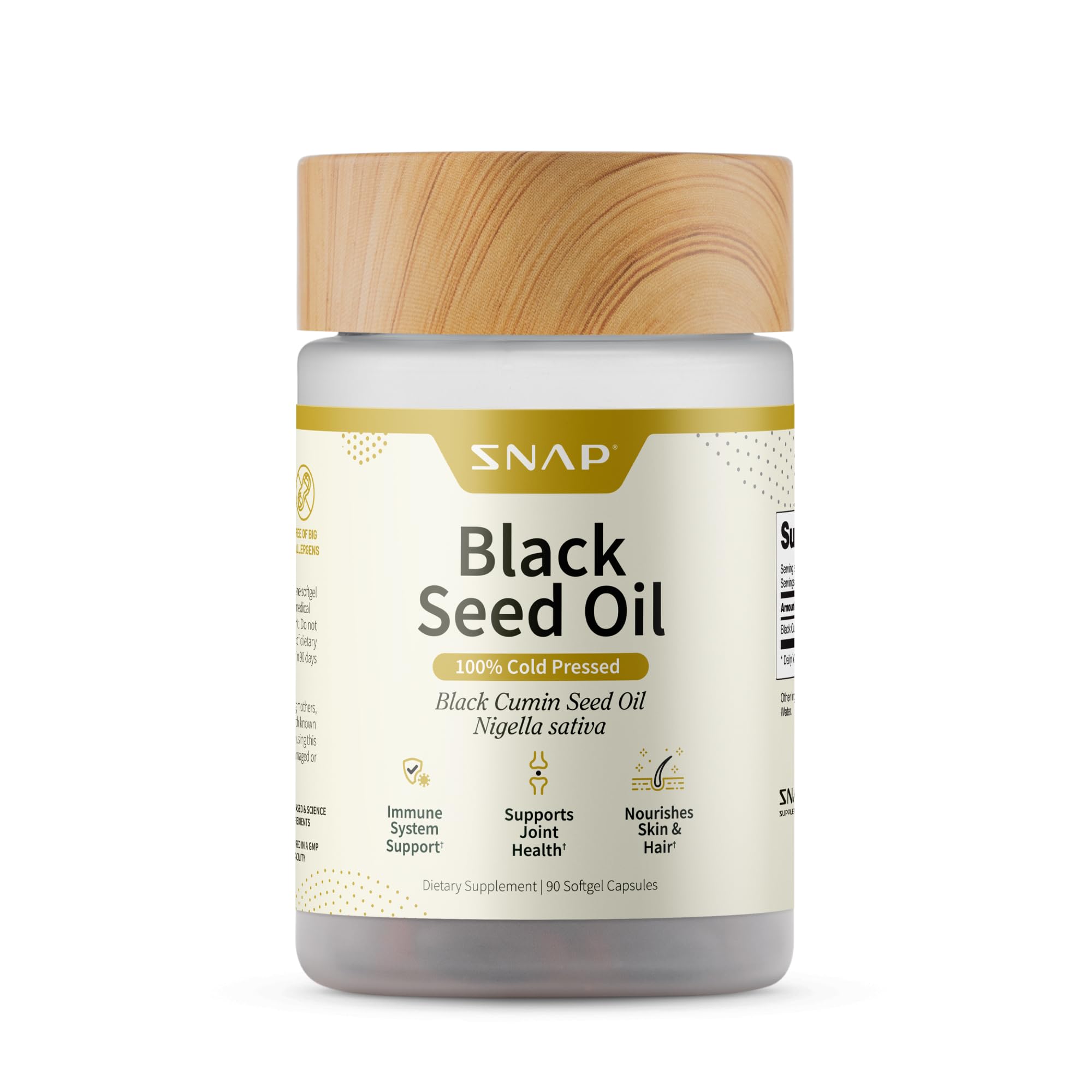 Snap Supplements black seed oil capsules bottle ready for daily immune support
