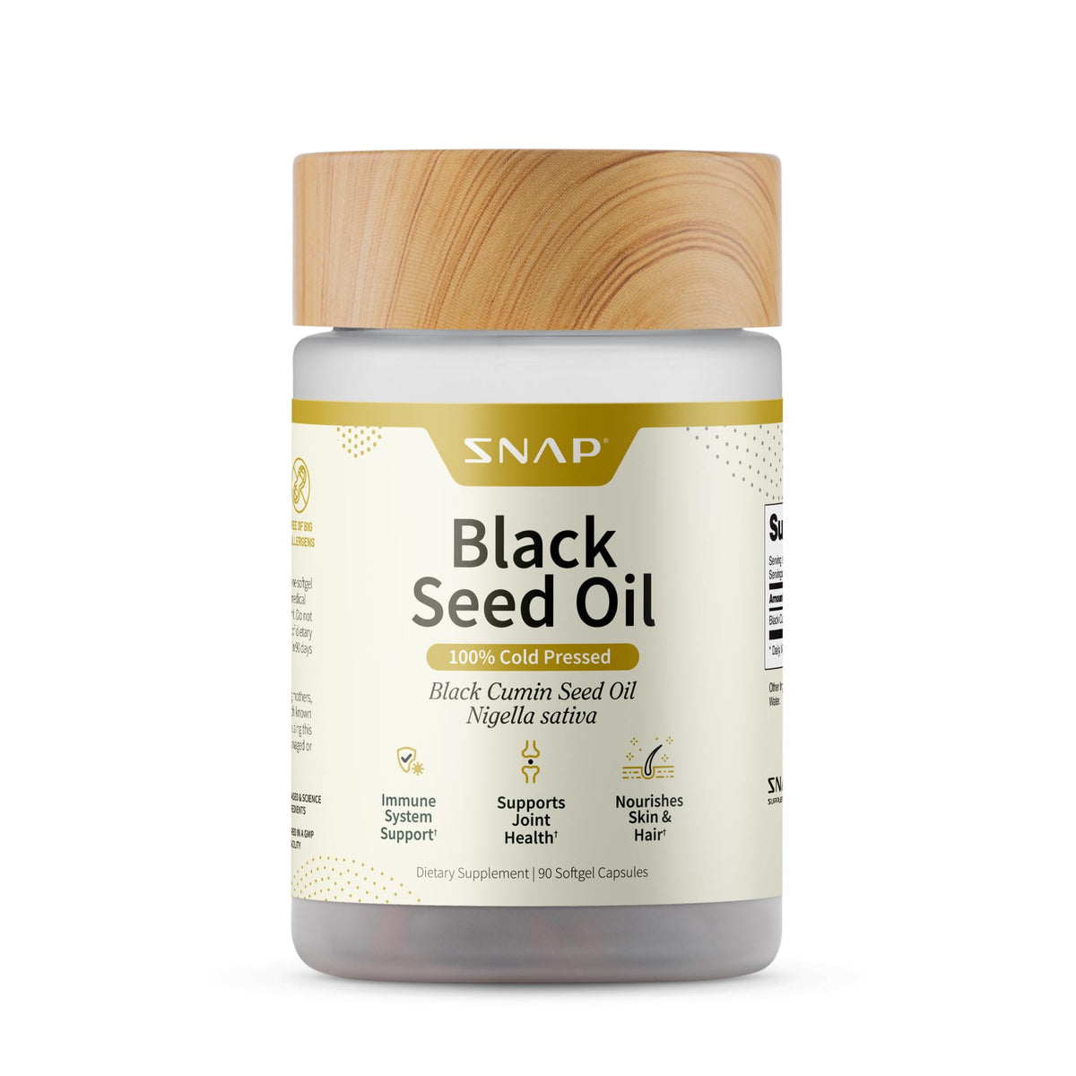 Snap Supplements black seed oil capsules bottle ready for daily immune support