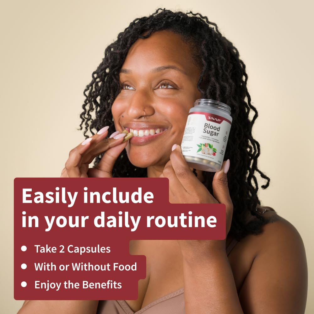 Snap Supplements Blood Sugar Blend packaging communicates a vegan, sugar free formula