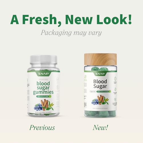 Snap Supplements Blood Sugar Gummies pack with a bright green apple flavor.