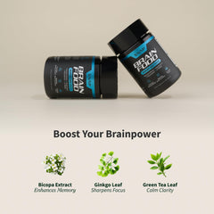 Snap Supplements Brain Booster bottle on desk for work and study.