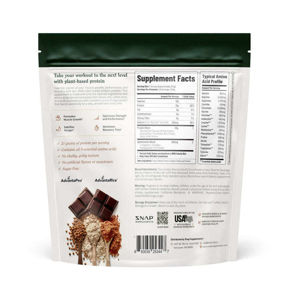 Snap Supplements chocolate aroma rising from open tub during shake.