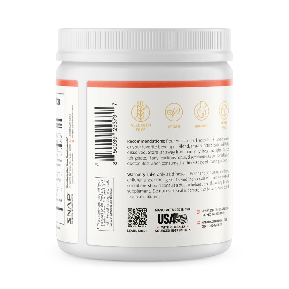 Snap Supplements Circulation bottle with measuring spoon ready for daily use.
