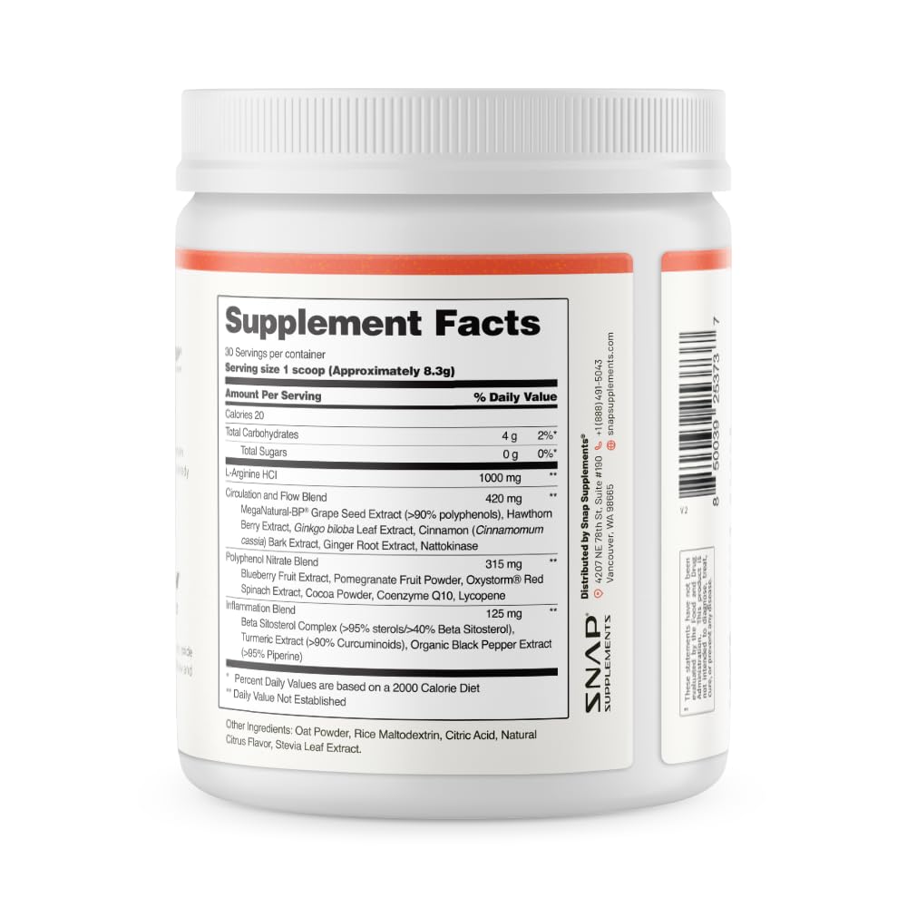 Snap Supplements Circulation packaging closeup showing 250 g supply.