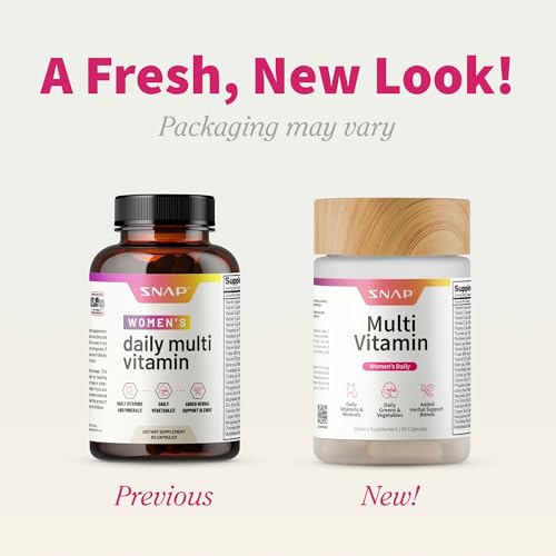 Snap Supplements Daily Multivitamin for Women bottle on kitchen counter supports daily wellness.