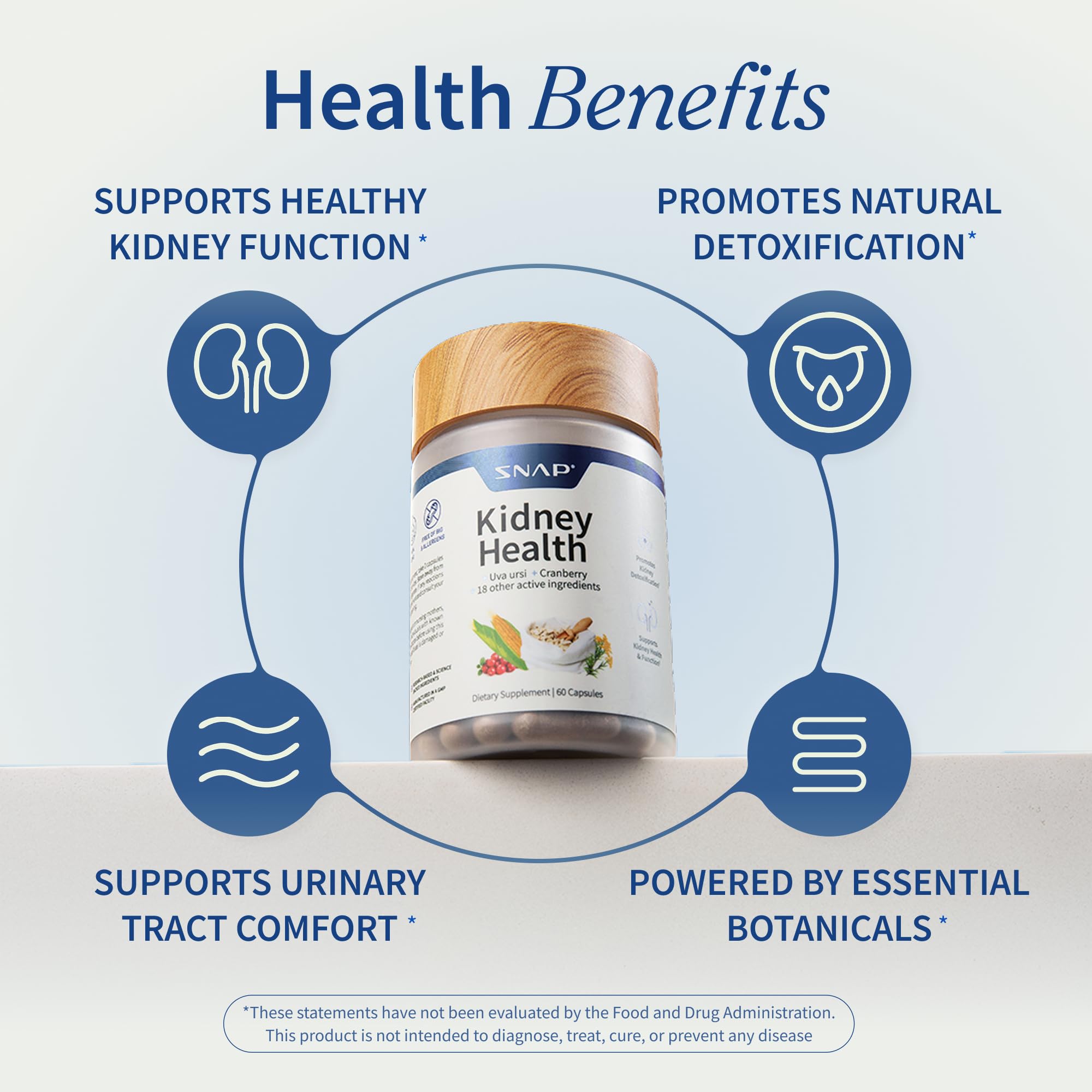 Snap Supplements Kidney Health USA-made GMP-certified quality on packaging