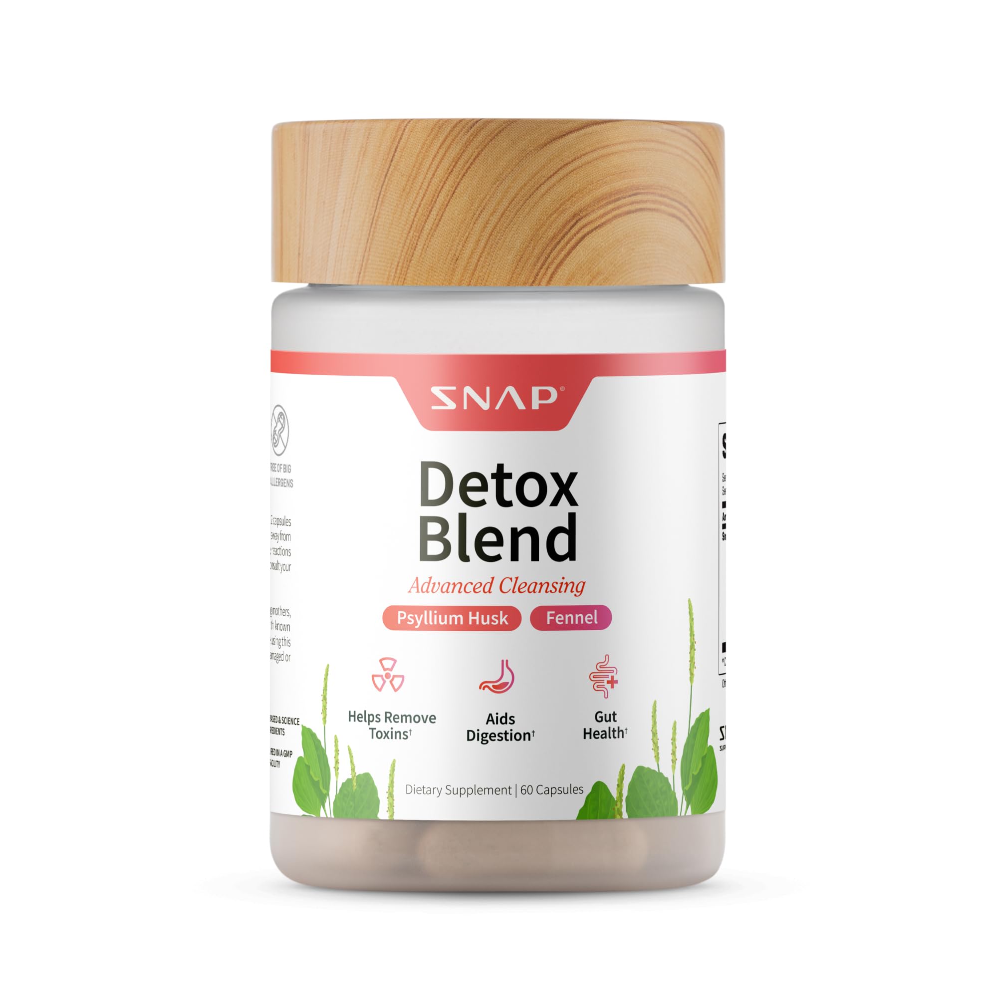 Snap Supplements Detox bottle front view for daily detox support.