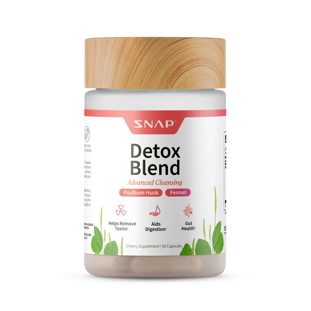 Snap Supplements Detox bottle front view for daily detox support.