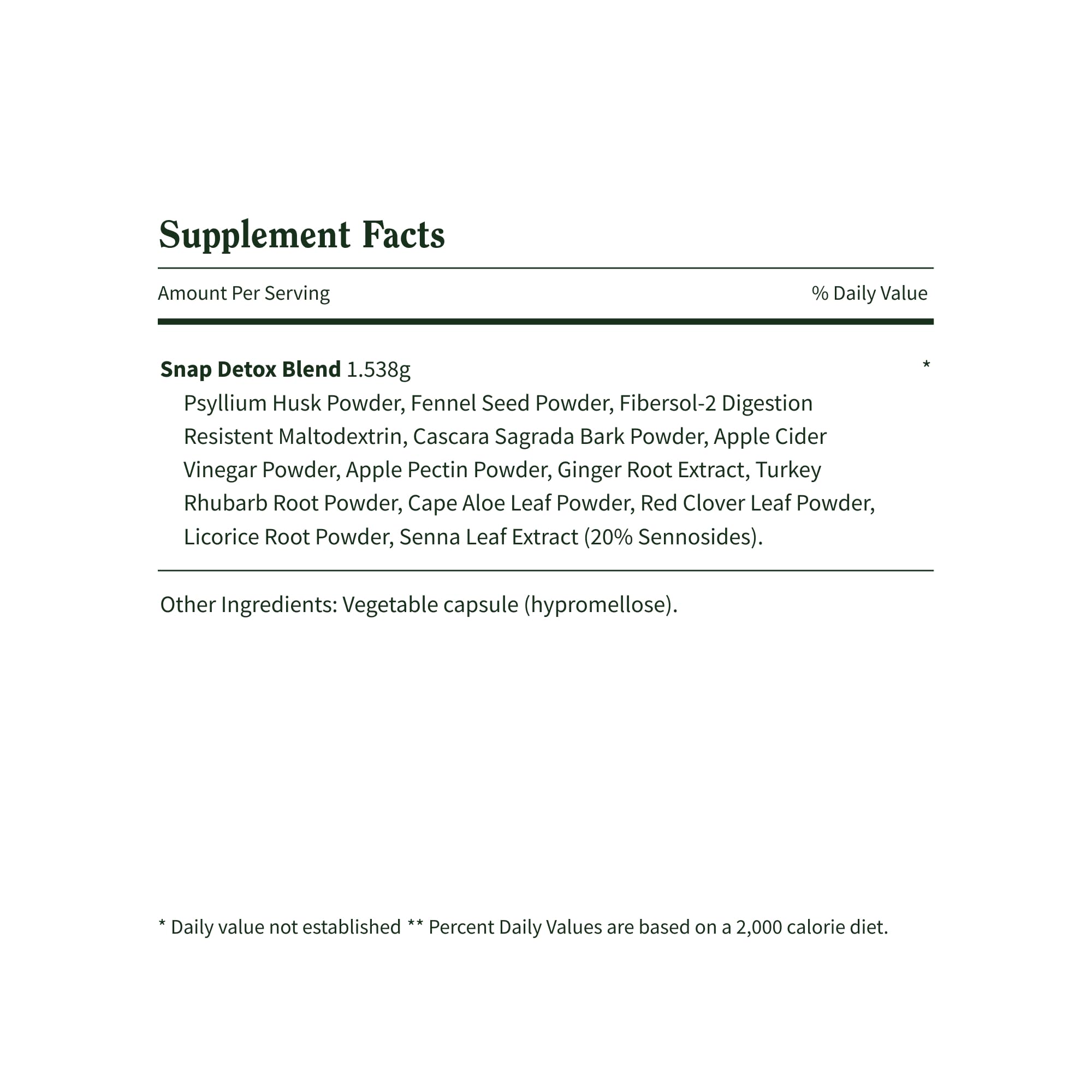 Snap Supplements Detox bottle with glass of water.