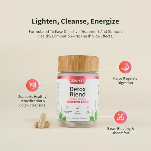 Snap Supplements Detox label detail highlighting herbal ingredients.