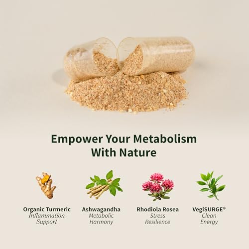 Rhodiola Rosea visual with earthy tones beside capsules for balance during busy days.