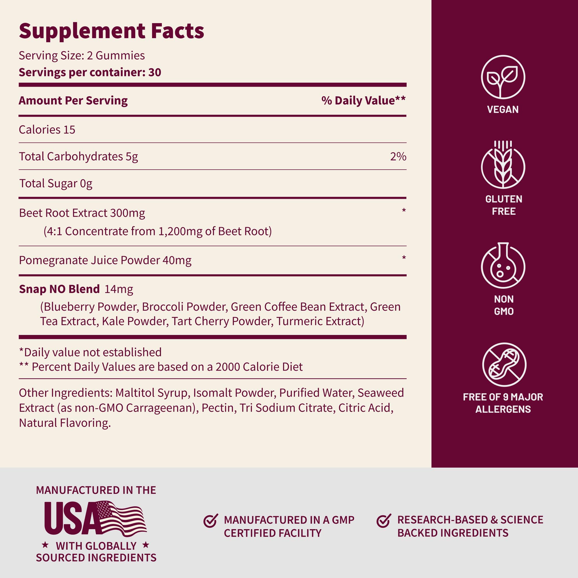 Snap Supplements Gluten-Free Label signals allergen-friendly nutrition.